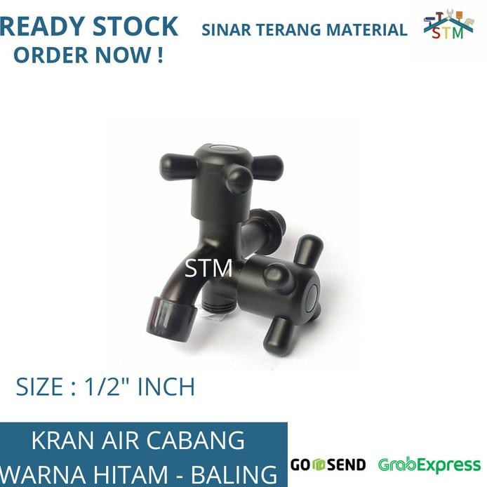Kran Air Cabang Hitam 1/2" / Kran Air Shower Cabang / Kran Mesin Cuci Ready