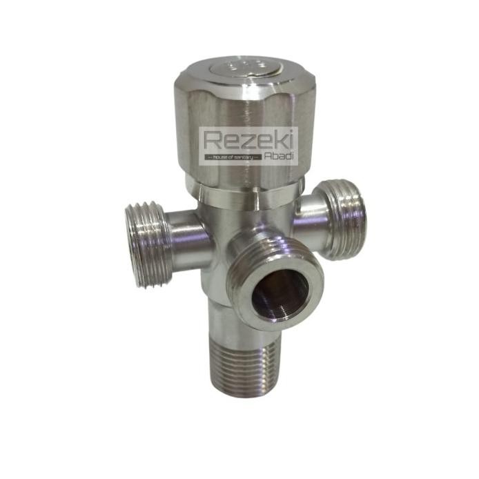 Stop Kran Cabang 3 Stainless Sus304 - Kran Kloset Wastafel Terbatas