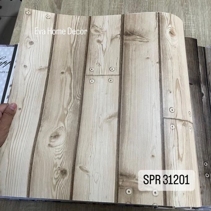 Diskon Wallpaper Premium Vinyl Dinding Motif Batang / Bambu Minimalis Coklat