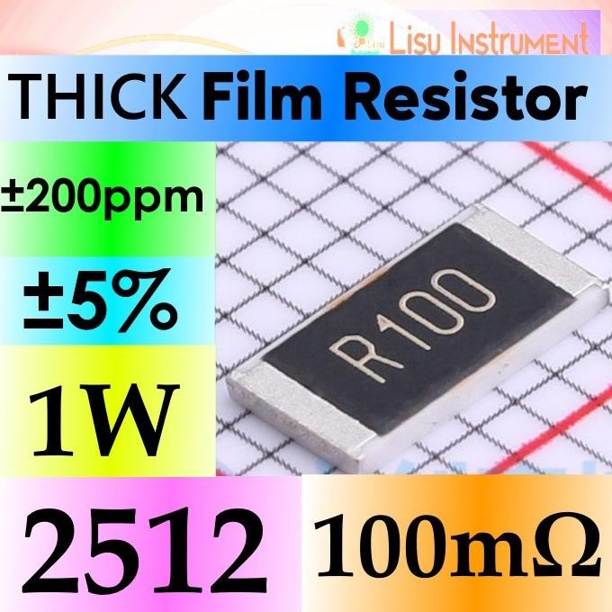 Murah (10) 100m 2512 5% Thick Film Resistor SMD Chip Resistor 0.1R R100 lisu992 Murah