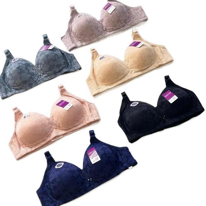 Terlaris, Promo 3Pcs Bra Sorex Cup Besar Busa Tipis Motif Bunga Bh Wanita Tanpa Kawat Jumbo Nyaman L
