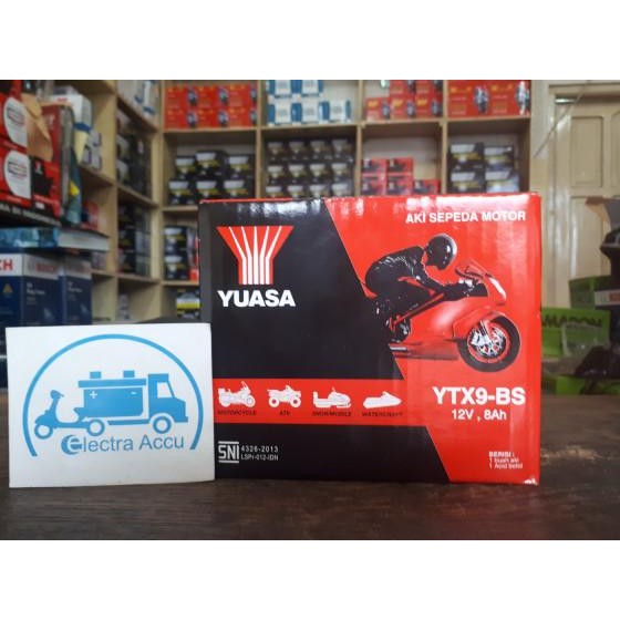 Aki Motor Kawasaki Ninja 250 cc Fi YTX9 Yuasa Accu Kering Ori Original