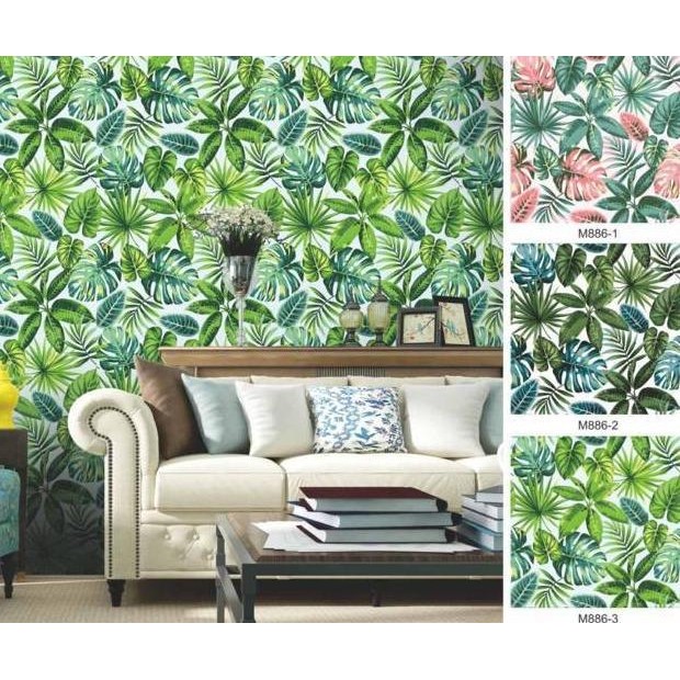 Spesial Wallpaper Vinyl Murah Motif 3D Bambu Hijau Dan Kuning Premium