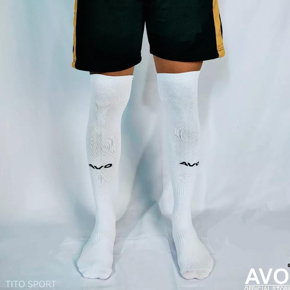 Qw-7 Kaos Kaki Sepak Bola Futsal Dewasa Warna Hitam Putih Abu Merah Biru Panjang Sepaha Tebal Ori Av