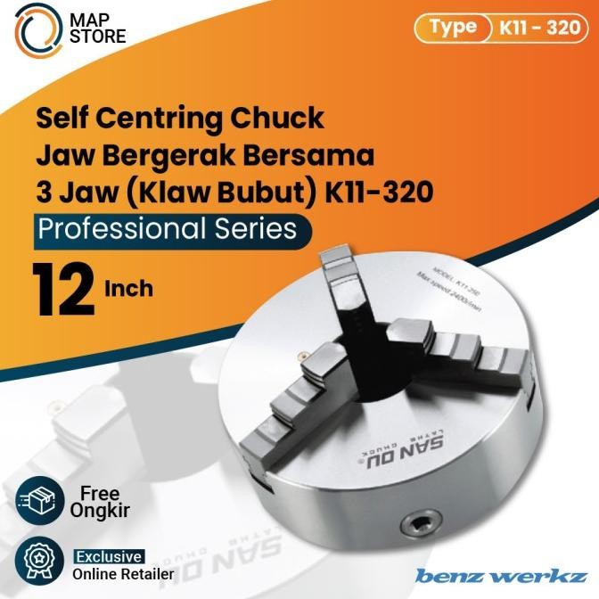 Chuck Bubut 12" 3 Jaw / Claw Bubut 3 Jaw / Catok Kepala Bubut 12 Inch murah