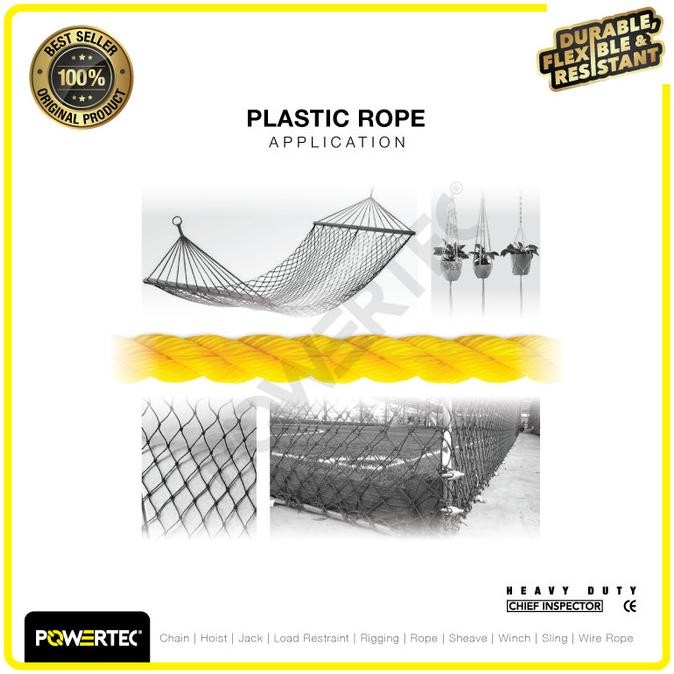 

Tali Tambang Plastik 3Mm X 180M Plastic Rope Powertec - Kuning New Stok