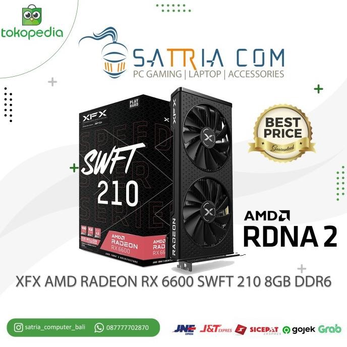TERMURAH - VGA AMD RADEON XFX RX 6600 SWFT 210 8GB GDDR6 OC/RX6600