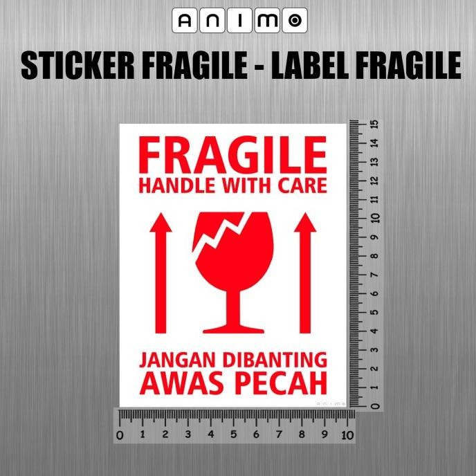 

STICKER FRAGILE - LABEL FRAGILE 15X10 CM isi 300 pcs murah