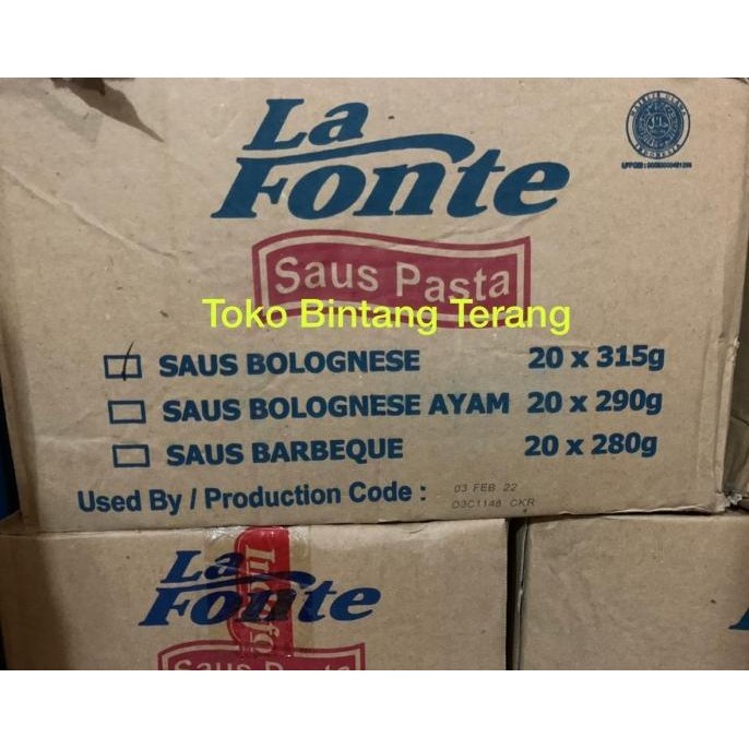 

La Fonte Saus Pasta, Saus Bolognese Bolognaise 1 dus 20 x 315g murah