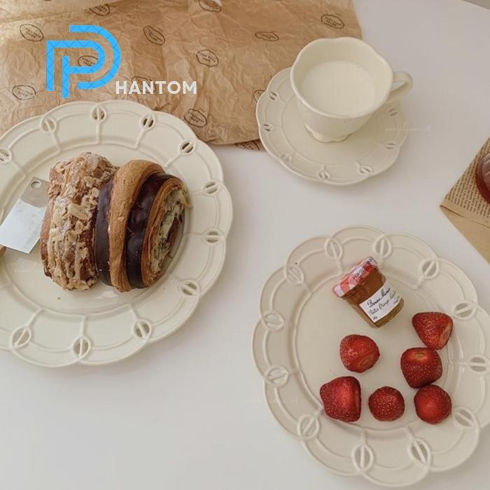 Phantom [Minihome] Momo Plate Teacup Gelas Kopi Piring Makan Aesthetic Keramik Cangkir Teh Homecafe 