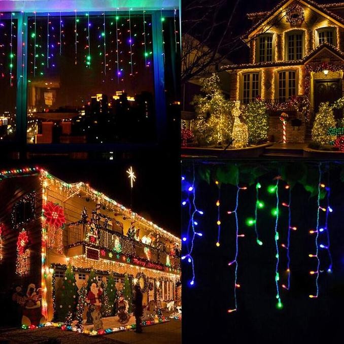 Murah Lampu Tumblr Led Tirai Panjang 4 Meter / Lampu Natal Hias Dekorasi Wedding Plastik