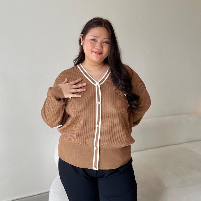 Promo Posie Knit Top Lengan Panjang / Sweater Jumbo Kancing/ Sweater Bigsize