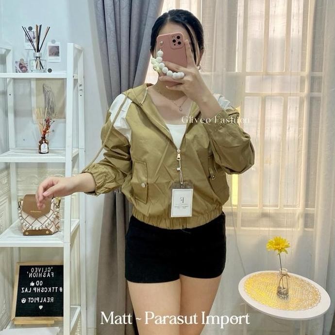 Sale Gliveo (Cod) - Jaket Korea Parasut Import Premium / Jaket Parasut Cewek / Jaket Hoodie Wanita