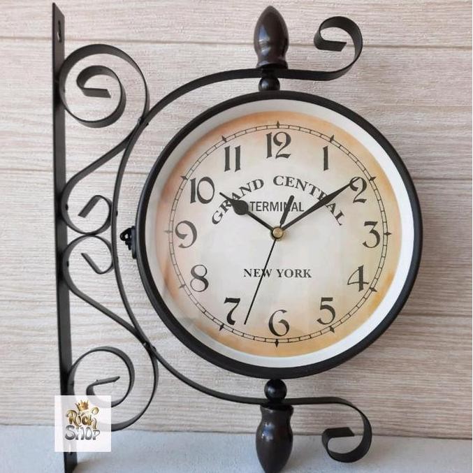 Murah Jam Gantung Dua Sisi Burung Shabby Vintage Garden Cafe Gaya Eropa Klasik Home Decor Besi Dindi