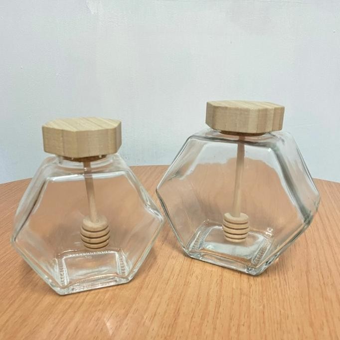 (Good) KEMASAN BOTOL KACA MADU HEXAGONAL | Hexagonal Honey Glass Jar