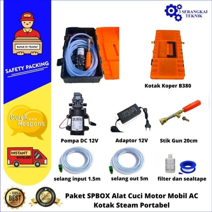 Paket SPBOX Alat Cuci Motor Mobil AC Kotak Steam Portabel PILIH POMPA