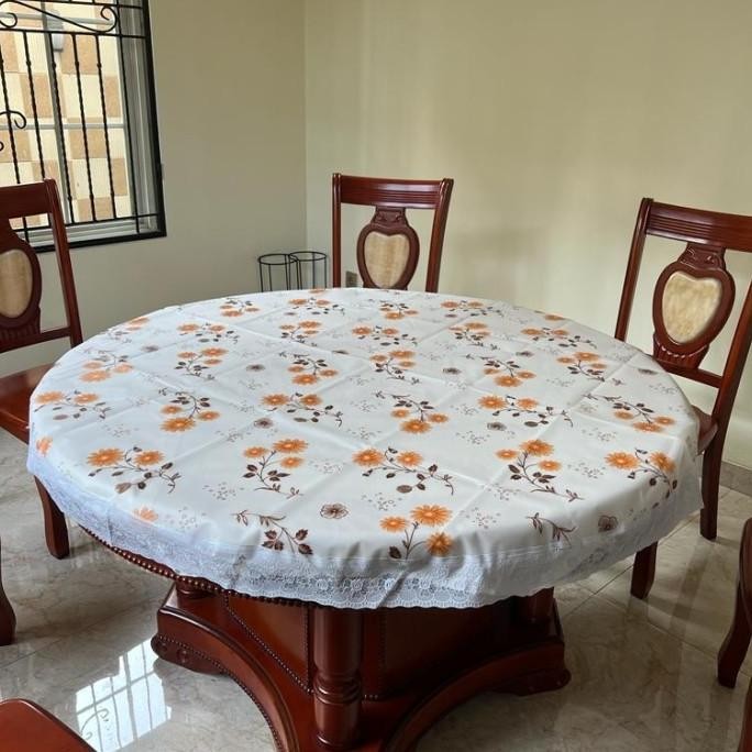 Taplak Meja Bulat/PVC Waterproof/Taplak Meja Makan