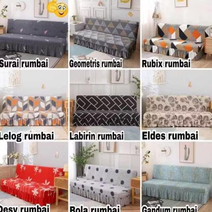 Sarung PELINDUNG sofa bed INFORMA elastis Cover RUMBAI sofa bed