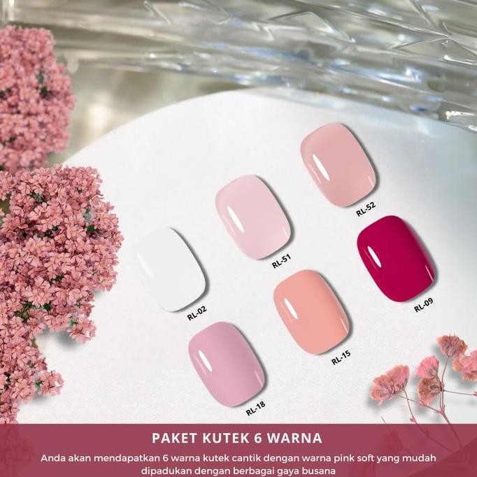 Murah Paket Rising Lady Kutek 6 Warna Pink Series / Paket Kutek Warna Pink Merah Muda Soft Lucu Free