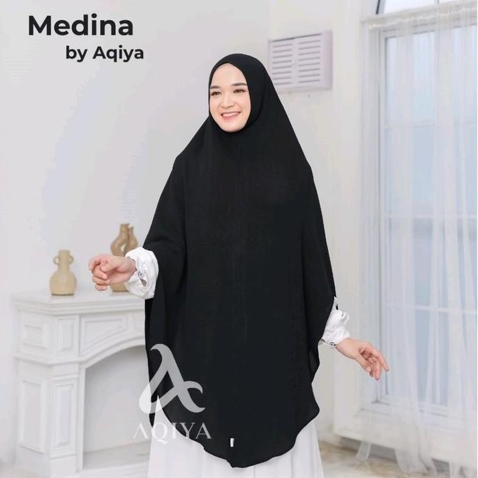 Murah Promo Medina Premium By Aqiya Kerudung Bergo Super Jumbo Khimar Syar'I Crinkle Airflow Premium