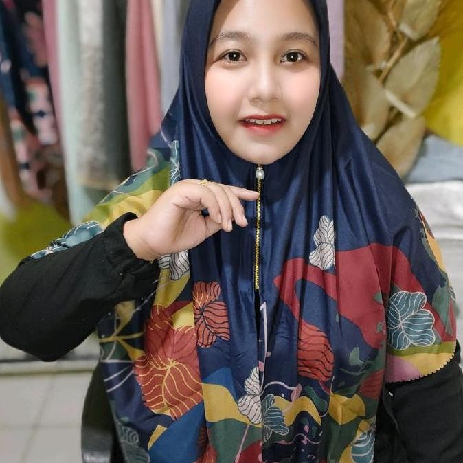 Murah Ziper Jumbo Motif/Segi4 Syari Motif Resleting/Hijab Segi 4 Jilbab Instan Square Mewah