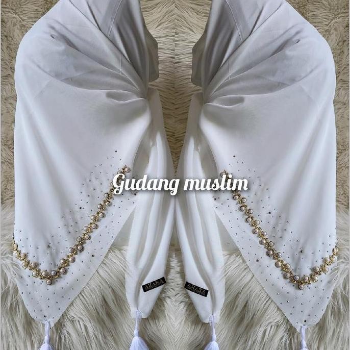 Murah Hijab Segi Empat Payet Swaroski Renda Semut/ Hijab Segi Empat Pesta Mewah Kerudung Paris Tasse