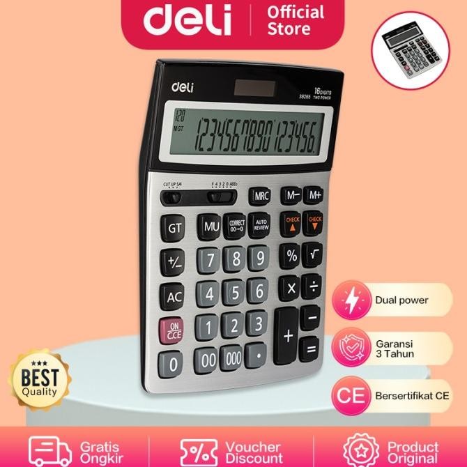 

Promo! Deli E39265 Calculator/Kalkulator-112-Check Calculator 16-Digit Metal