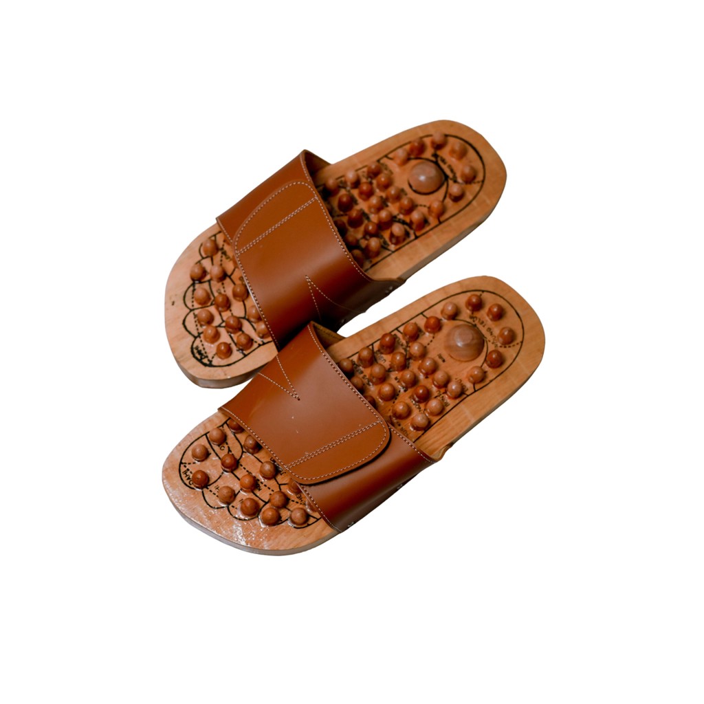 Terapi Kayu Kesehatan Sandal Terapi Refleksi Kesehatan dengan Sol Anti Slip dan Tonjolan Pijat untuk