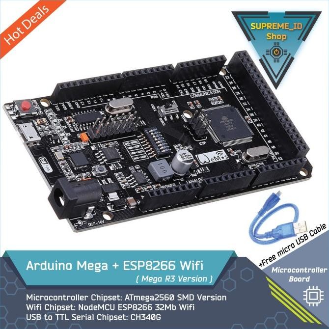 Murah Arduino Mega 2560 R3 + Esp8266 Wifi + Micro Usb Cable | Iot