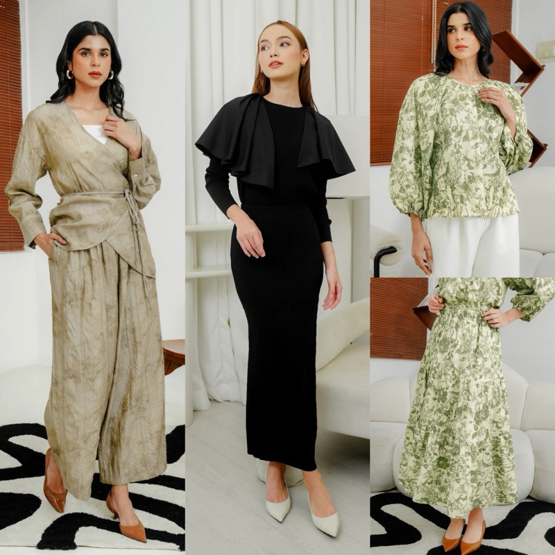 [baca deskripsi‼️] BENANG JARUM DANICA OUTER WITH TIE DANICA WIDE LEG PANTS BENANG JARUM ANNA CAPE T