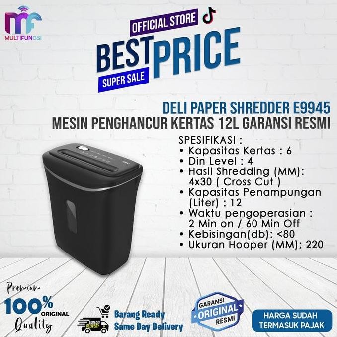 

Promo Deli Paper Shredder E9945 Mesin Penghancur Kertas 12L Garansi Resmi