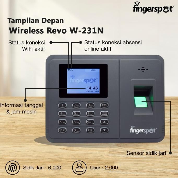 

Murah Fingerprint Wifi Fingerspot Revo W-231N Absensi Online Revo W 231N