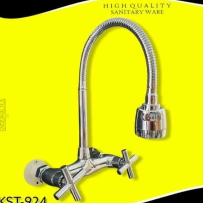 Kran Sink Dinding Panas Dingin Fleksibel 2 Putaran / Keran Dapur Mixer New Stok