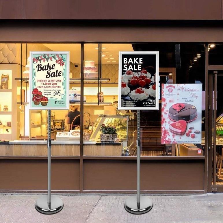 

COD A4 Standing Sign Frame Stainless Standing Welcome Sign Telescoping Standing Frame 70-120cm Sale