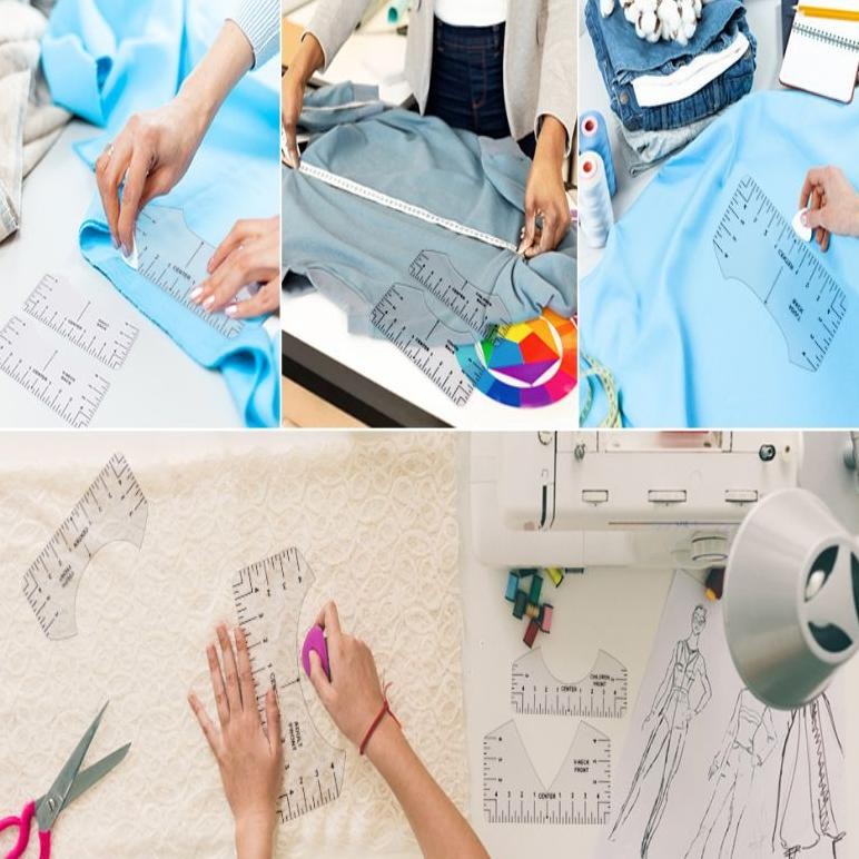 

As23 8pcs Transparent T-Shirt Ruler T-Shirt V Neck Alignment Tool For Center Design/Penguasa Panduan T-shirt Sale