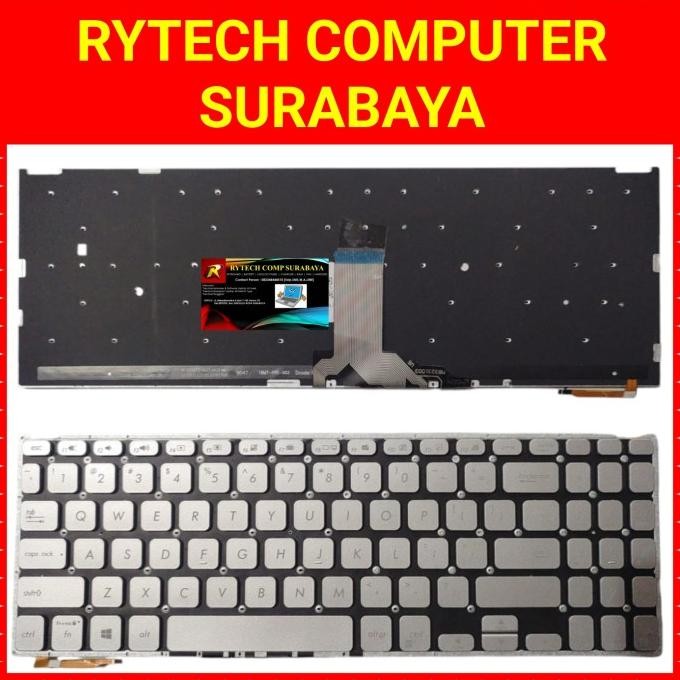 Keyboard Asus Vivobook 15 A516E A516Ea A516Eao A516Ep A516Epo A516M A516Mao Tombol Power Silver Back