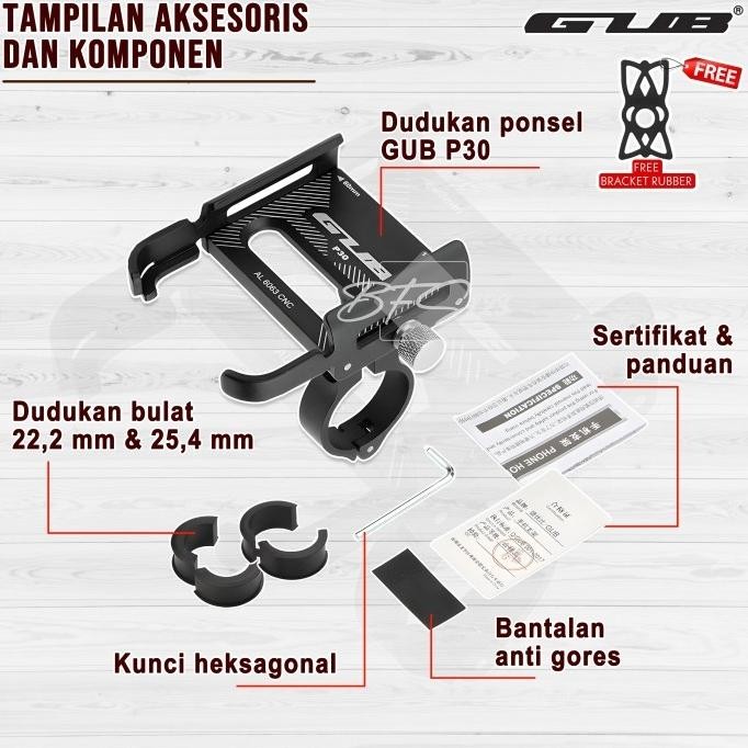 Paket GUB P30 Phone Holder + Breket Spion GUB MD-236