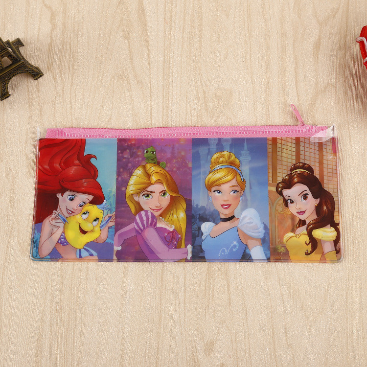 

Cartoon Creative Zipper Bag Transparent Pattern Girly Pencil Case Princess Stationery Bag Office Supplies WXJ1