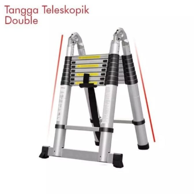 Tangga Teleskopik Double 6,4 Meter New Stok