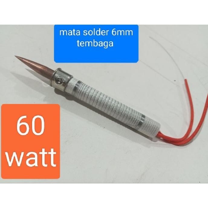 Elemen solder 60 watt + mata solder 6 mm tembaga.