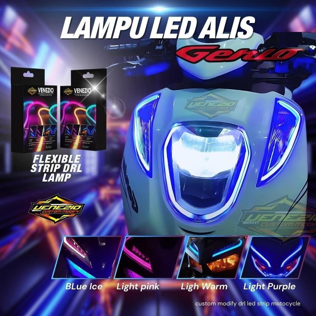 LAMPU ALIS DRL LED GENIO KANAN KIRI BONUS AKSESORIS MOTOR LAMPU VARIASI LIS LED GENIO 2019 2020 2021