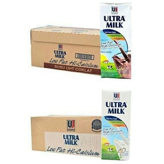 susu ultra milk low fat hi calcium 250ml karton Plain coklat ultramilk