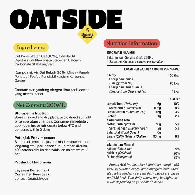 

Murah Oatside Mini Straw Oat Milk Barista Blend 200Ml (24Pcs/1 Karton) (Kemasan Dengan Sedotan) | Susu Oat