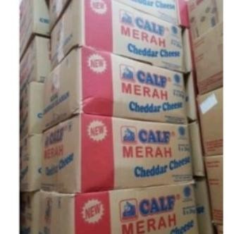 Murah Keju Calf Merah Cheddar 2Kg / Keju Balok Kemasan 2 Kg