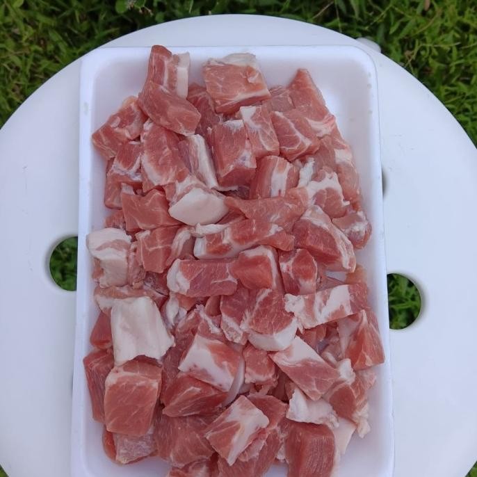 

Promo Pork Collar/Moksal/Kapsim Kembang Impor Cube - 500 Gram