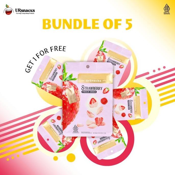 

Sale [Free 1 Pack Strawberry] Ursnacks Buy 5 Get 6! - 5Pcs Strawberry Freeze Dried 22Gr
