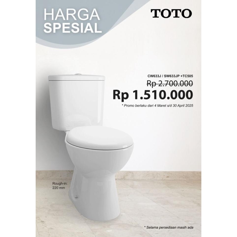 Cars TOTO Kloset CW633J/SW633JP + TC505 Single Flush