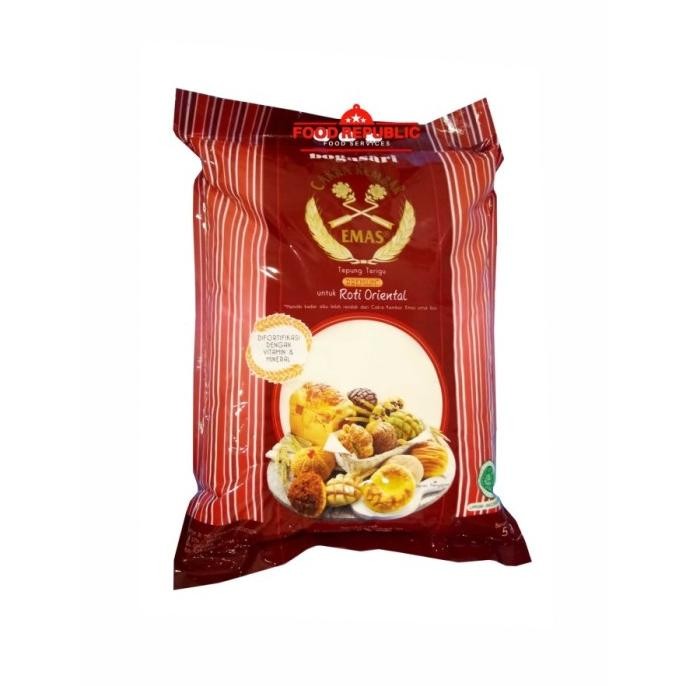 

Murah Tepung Cakra Kembar Emas Oriental 5 Kg Bogasari Premium Utk Roti Halal