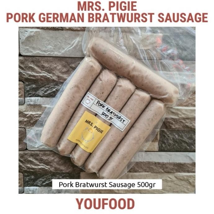 

Sale Pork Bratwurst, Mrs.Pigie - German Sausage - Sosis Jerman - 500 Gram