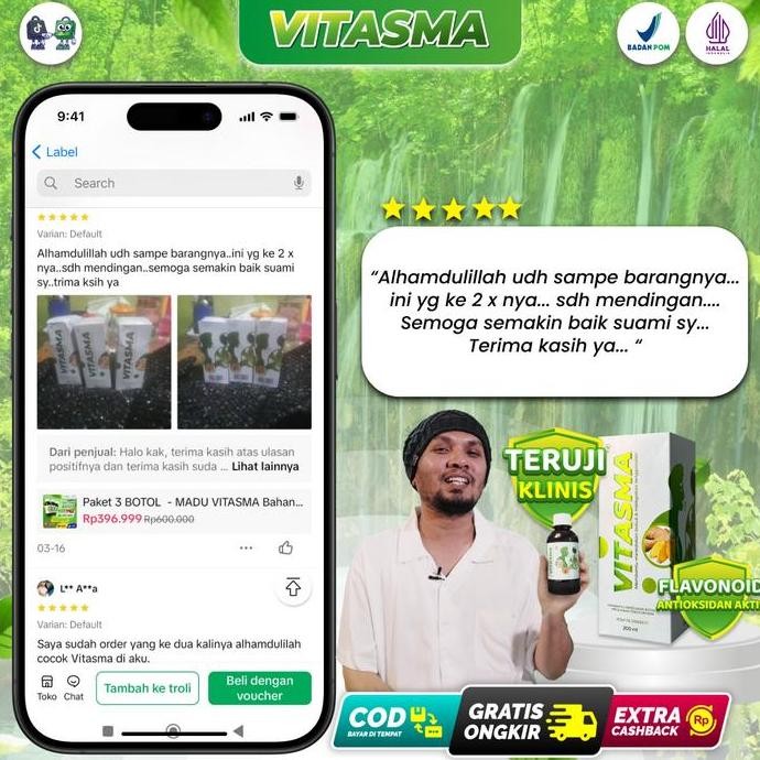 

Grosir [Promo Spesial] Vitasma - 1 Botol - Madu Herbal - Bantu Masalah Pernapasan Dan Paru - Bahan Herbal Honey